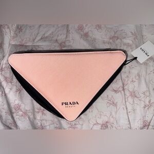Prada Pink and Black Geometric Pouch